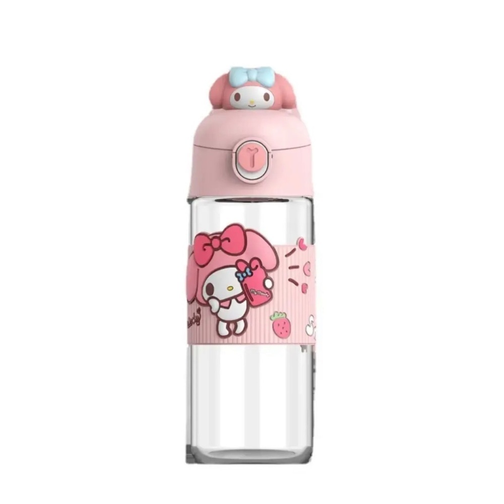 NIB Sanrio Kuromi, My Melody & Cinnamoroll Glass Water bottle With Figure Head